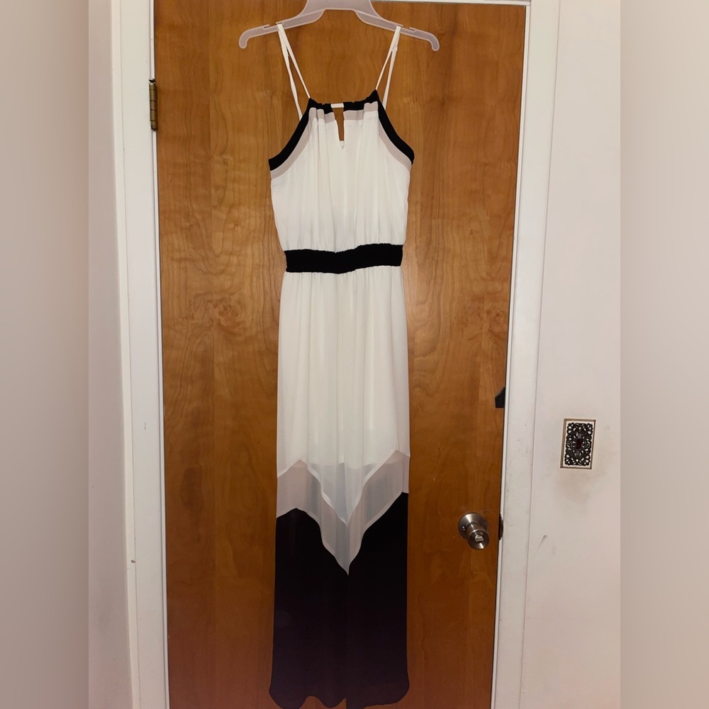 Tri color block dress, floor length